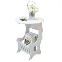 Mesa Auxiliar Blanca Multifuncional Estilo Europeo con Revistero para Sala Dormitorio Estudio