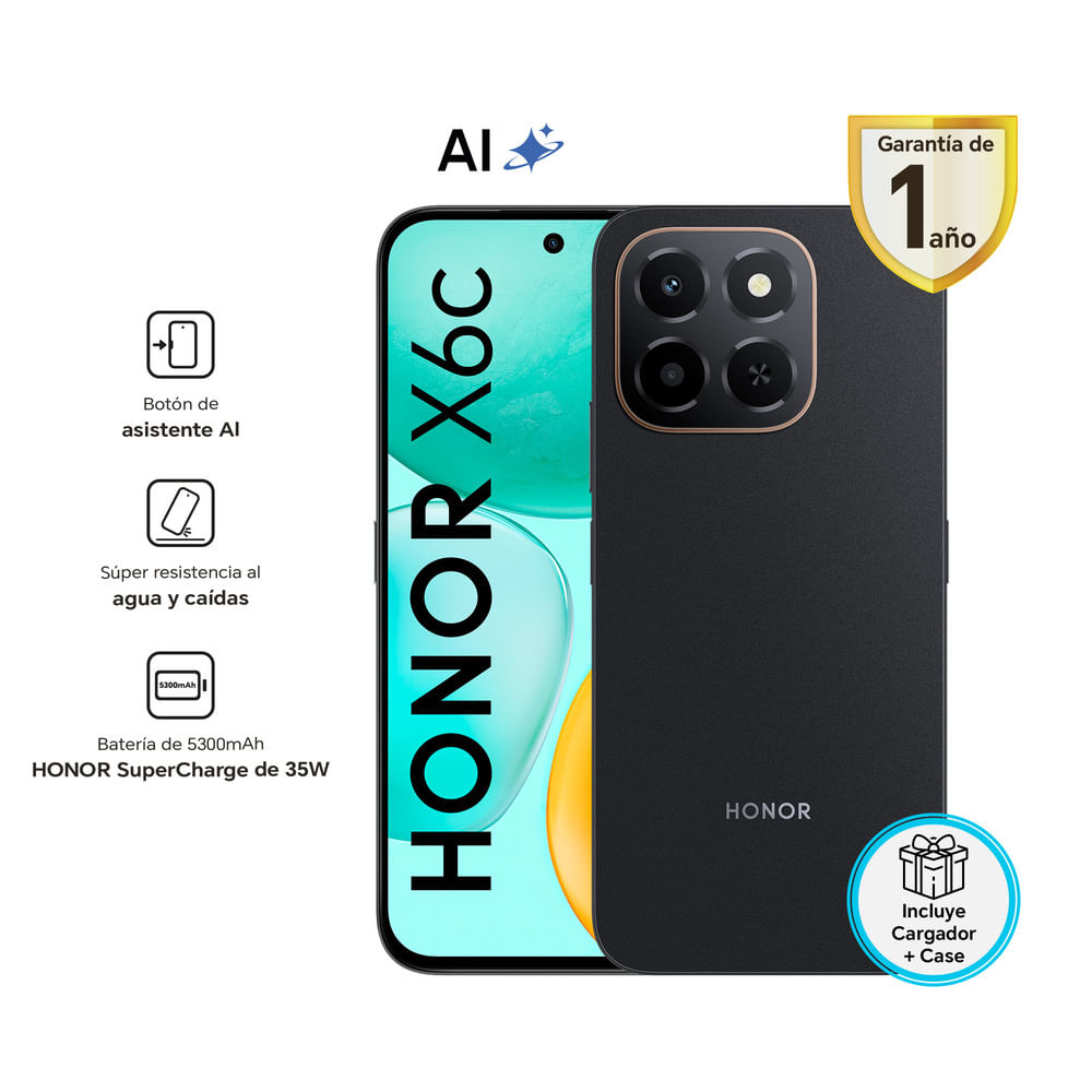 Celular 4G Honor X6C 256GB 6GB 50MP Midnight Black