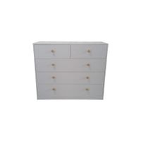 Cómoda Moderna con Jaladores de Madera y Base Cerrada – 5 Cajones