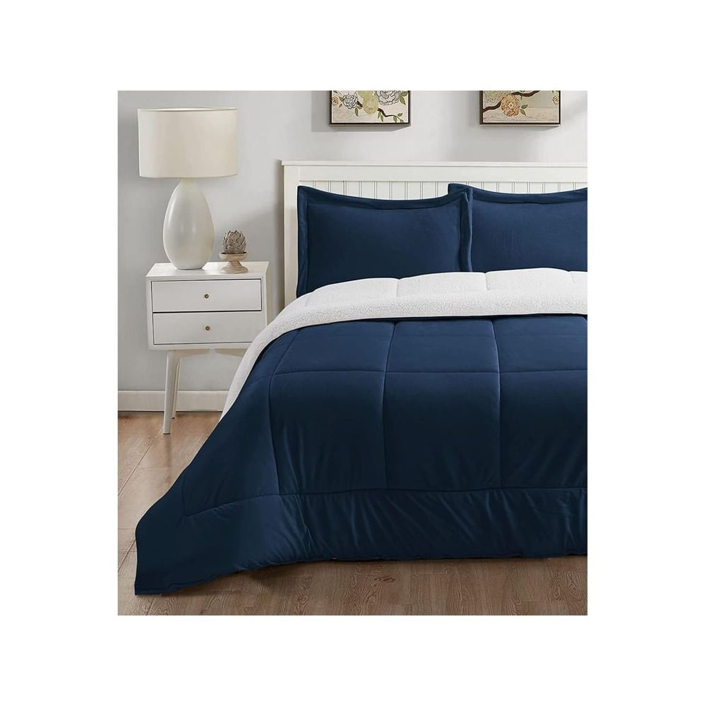 Edredón Sherpa Azul Marino 1.5 PLAZA