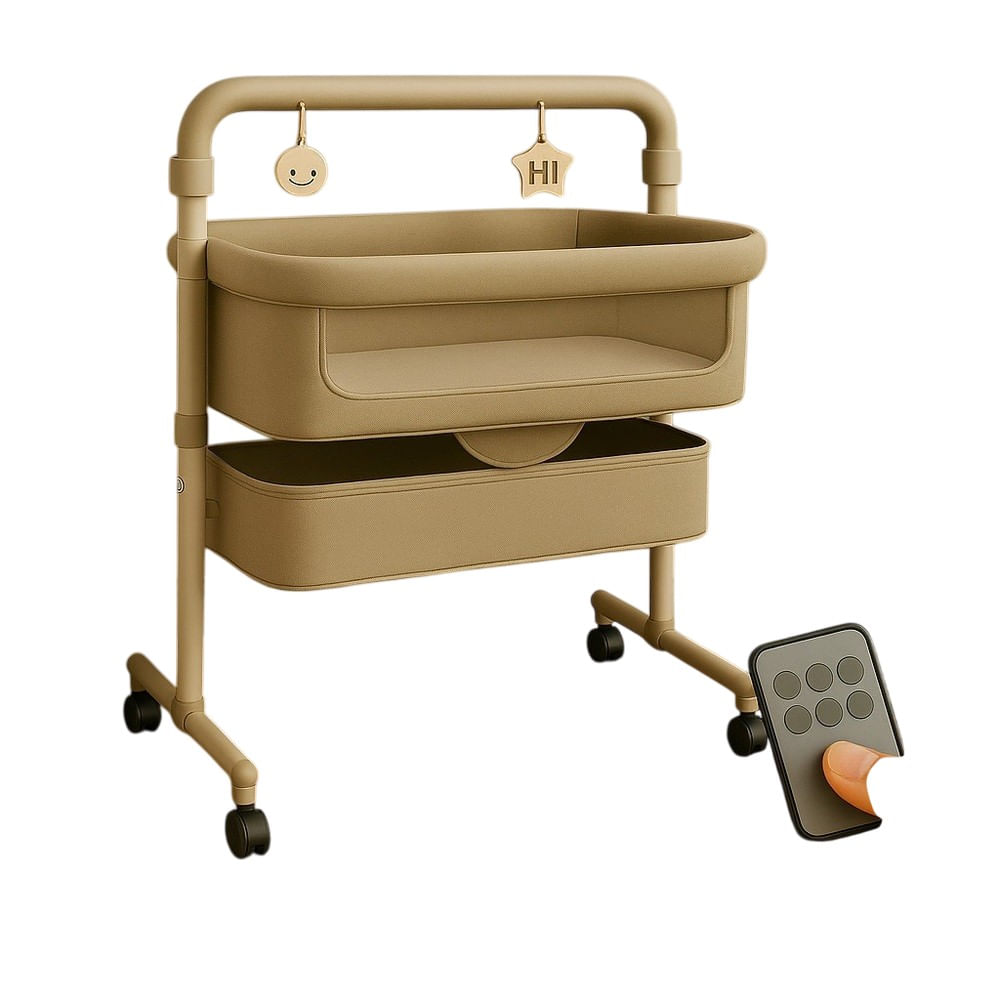 Cuna Mecedora Colecho Eléctrica Smart Anti Reflujo Bluetooth Caqui