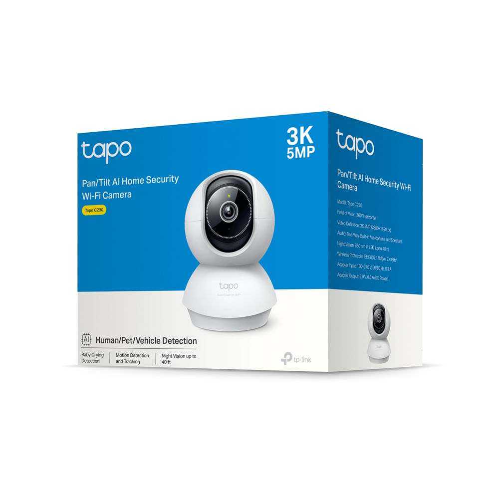 Cámara de vigilancia TP-Link Tapo C230 con movimiento PanTilt y detección AI para hogar inteligent