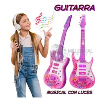 Guitarra Dinámica con Luz y Música a Pilas para Niñas Color Rosado