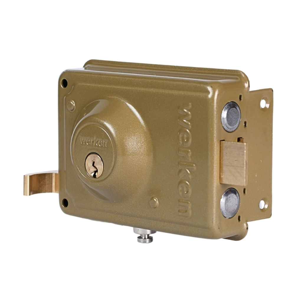 Cerradura Sobreponer Werken Modelo 375 Zincada con Cadena Antirrobo