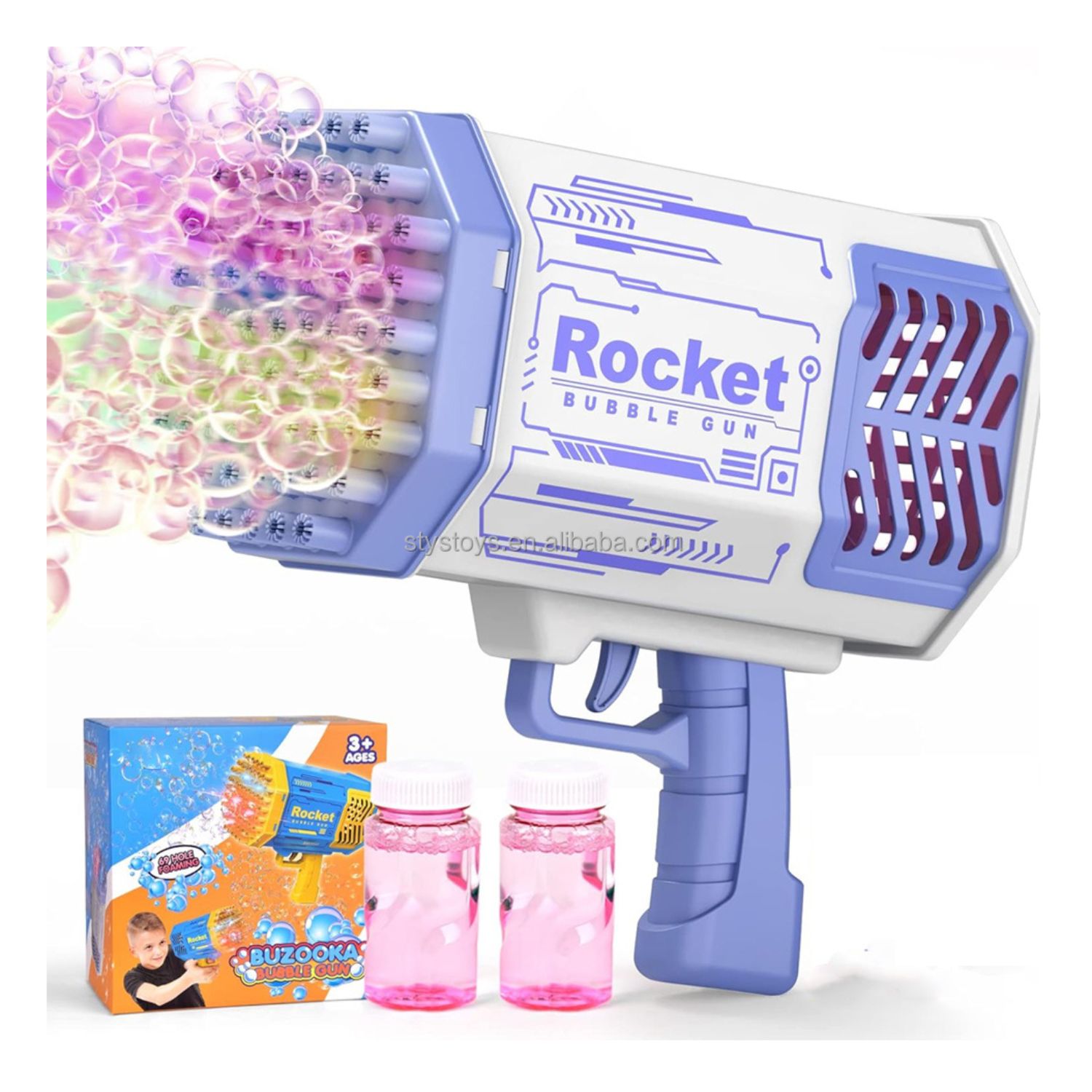 Pistola de Burbujas Bazooka 69 Agujeros Juguete para Niñas Multicolor