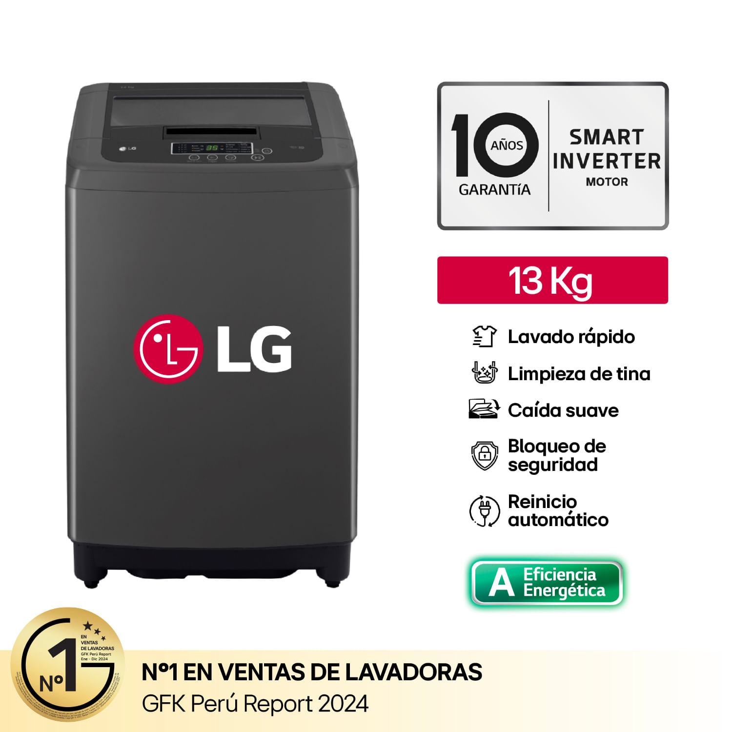 Lavadora LG WT13BPBK 13Kg Negro