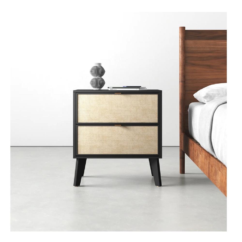 Velador Mesa de Noche Timber 2 cajones color Negro TU MESITA