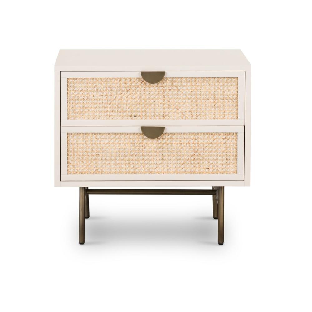 Mesa de Noche con Ratán Tadeo color almendra 2 cajones TU MESITA