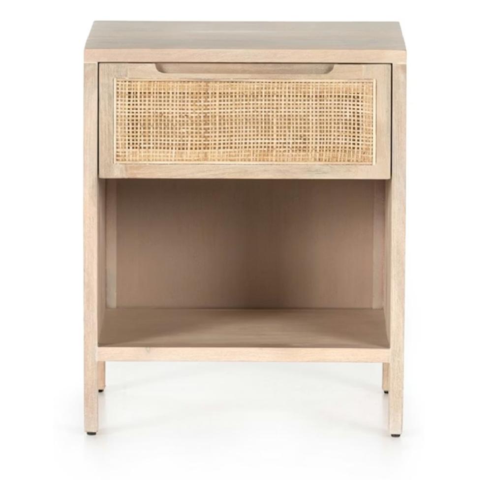 Velador Rústico con Ratán Marlot color Duna 1 cajón TU MESITA