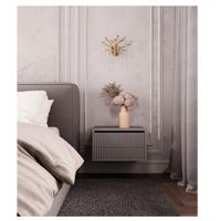 Velador Mesa de Noche Pottis Acanalado color Taupe 2 cajones TU MESITA