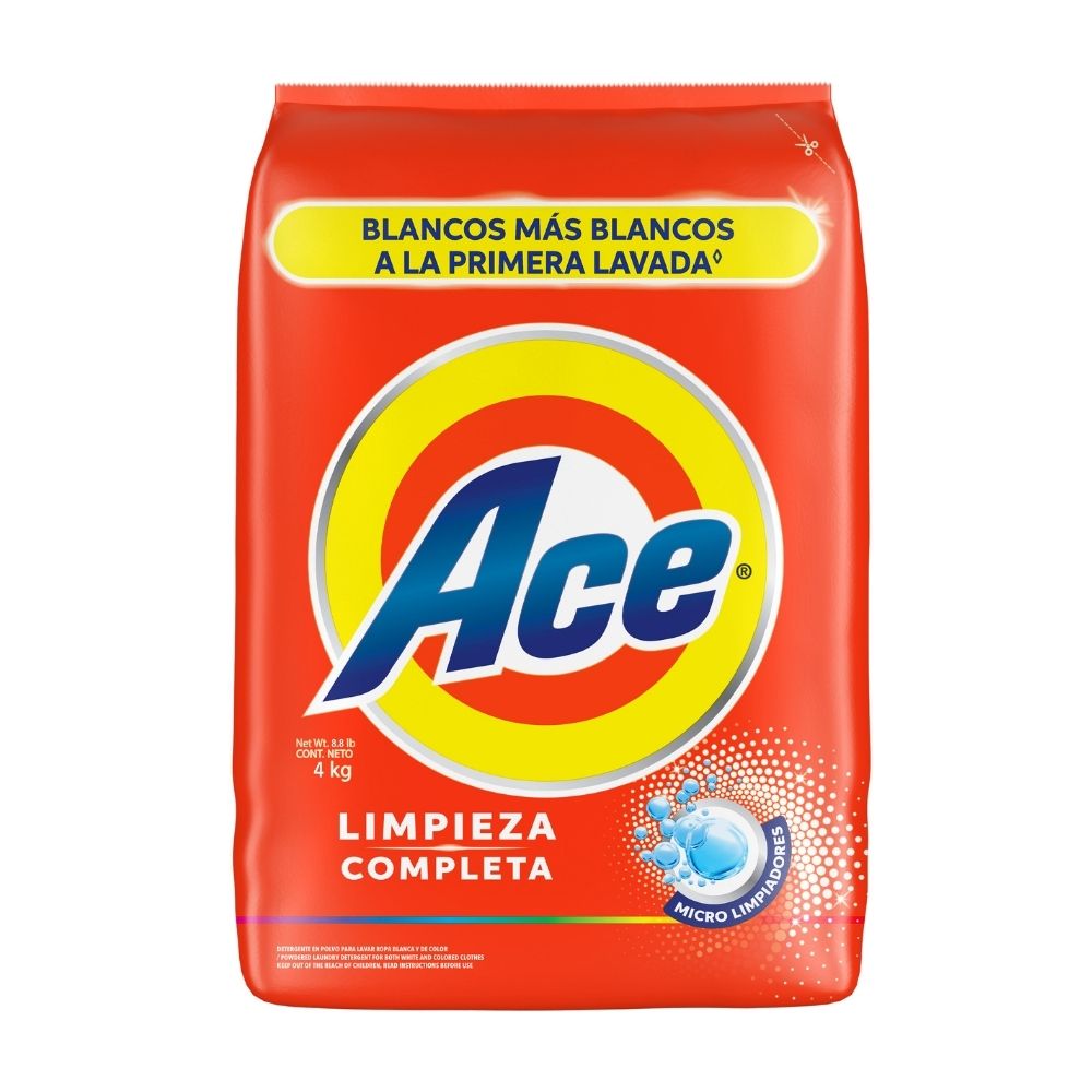 Detergente en Polvo Ace Limpieza Completa 4kg