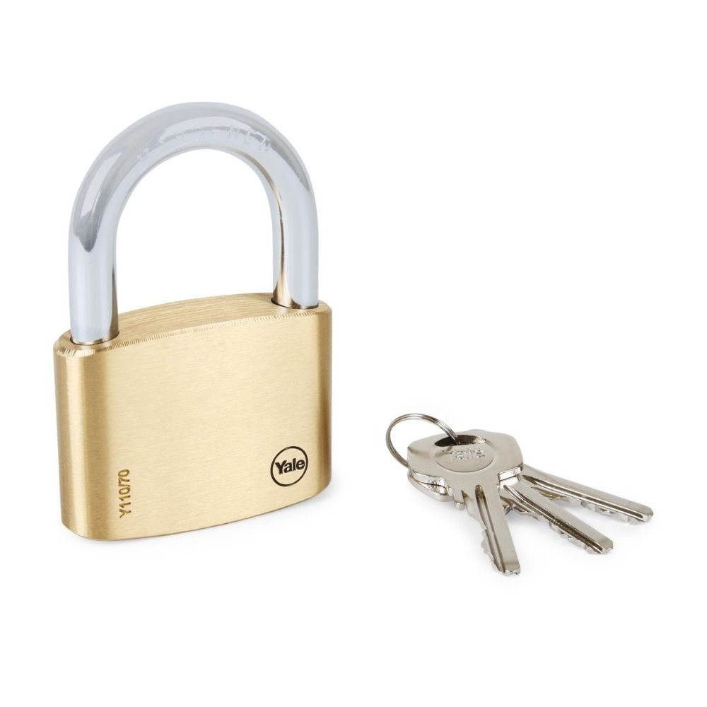 Candado Plano Bronce 70mm Yale Bronce/Acero - 3 Llaves