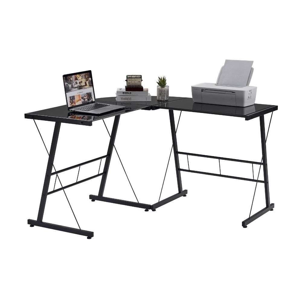 Escritorio Vidrio L Small Metal/Vidrio Negro 120x120x73cm
