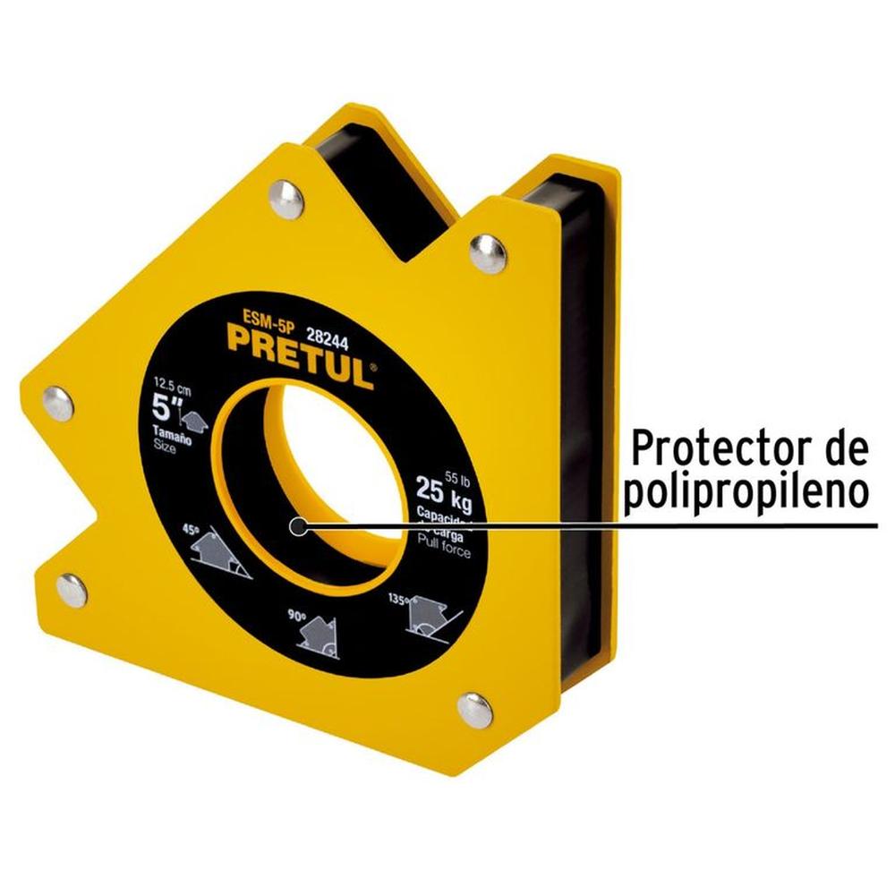 Escuadra magnética 5" para soldar, capacidad 25 kg, PRETUL Truper