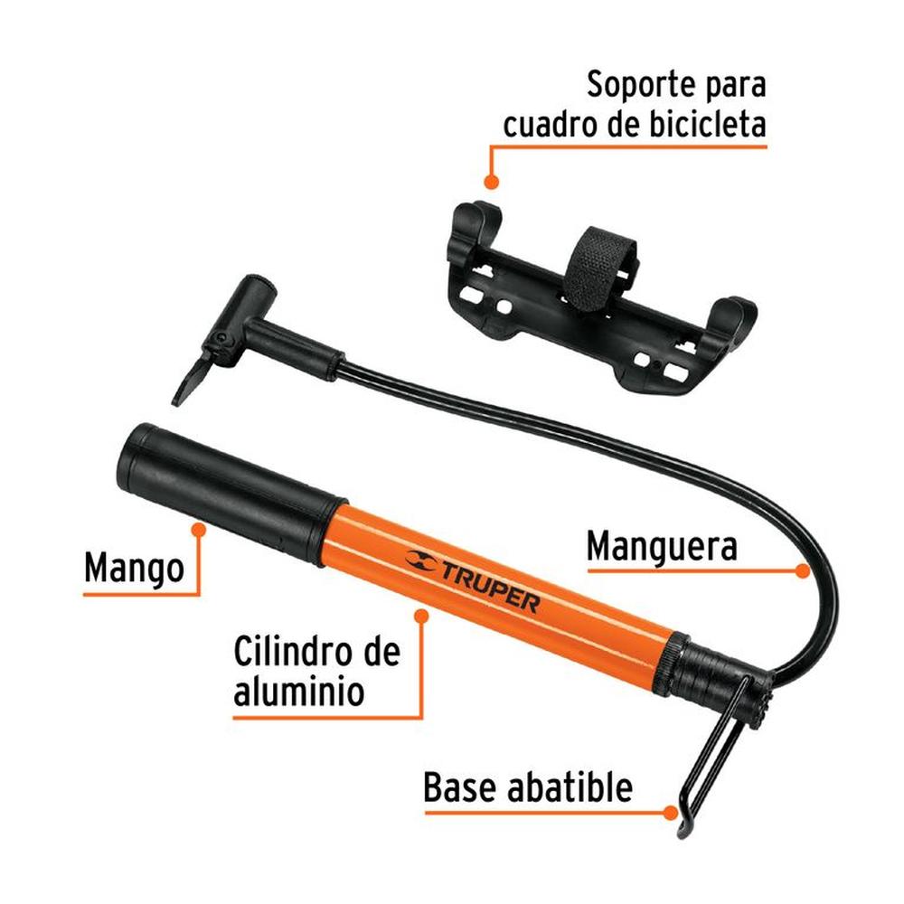 Kit Ciclista Linterna Tomatodo Inflador 60 PSI Truper