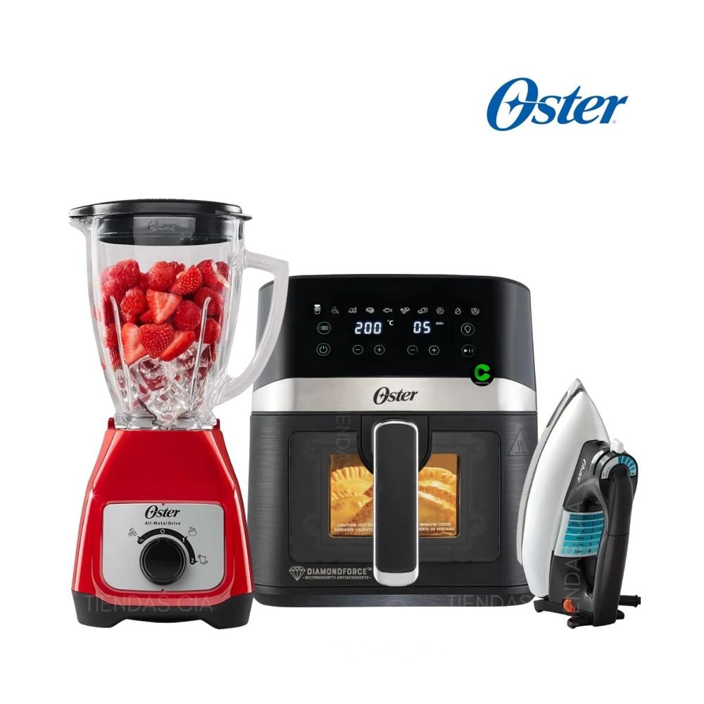 Tricombo Oster Licuadora BLSTKAGRRD - Freidora 4L y Plancha
