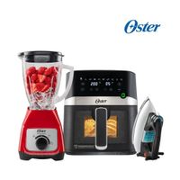 Tricombo Oster Licuadora BLSTKAGRRD - Freidora 4L y Plancha