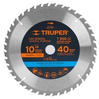 Disco sierra 10""P para madera, 40 dientes centro 1"", Truper