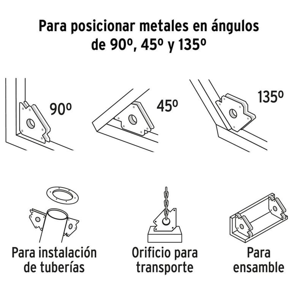 Escuadra magnética 5" para soldar, capacidad 25 kg, 4 unidades Truper