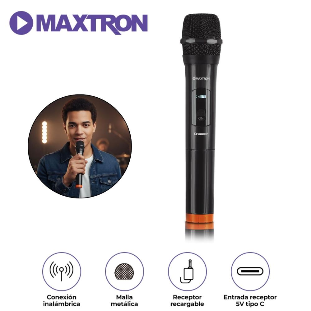 Micrófono Inalámbrico Maxtron Crooner MX 758 Compatible con Equipos de Sonido