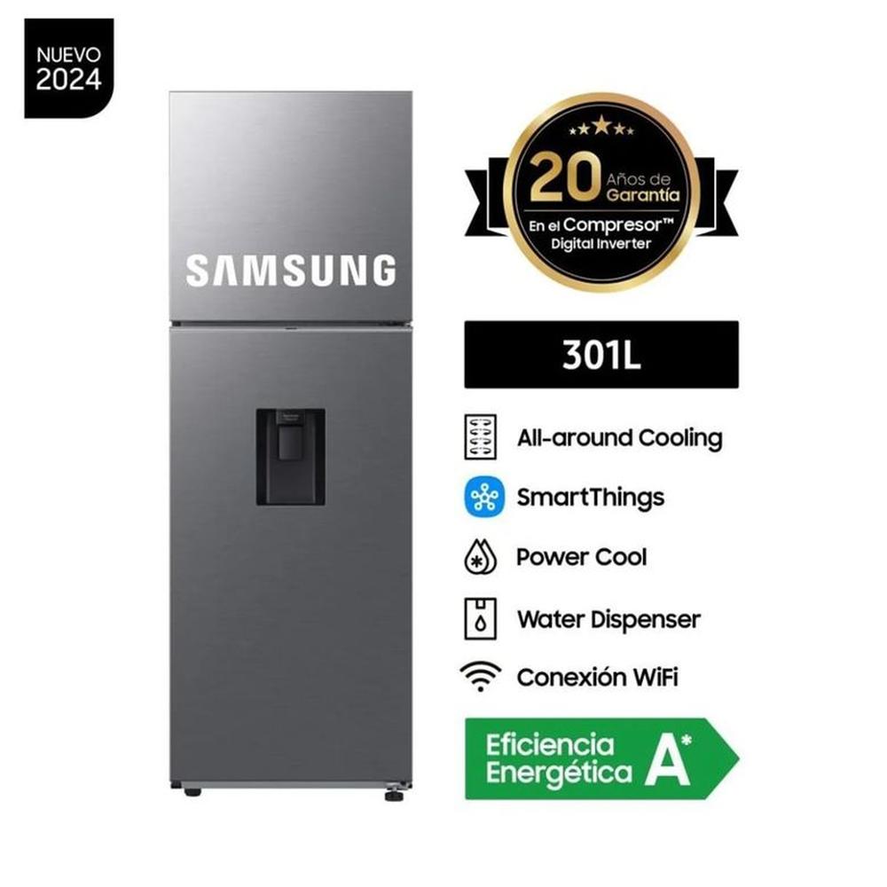 REFRIGERADORA SAMSUNG 301 LITROS TOP MOUNT FREEZER SILVER RT31DG5220S9