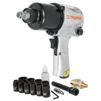 Kit llave de impacto neumático 1/2""P, 10 DADOS, con MALETA