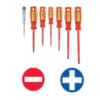 Juego de 6 desarmadores  dieléctricos 1000V y probador de corriente