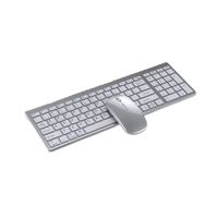 Combo Teclado y Mouse Recargable, Silent Touch, Inalámbrico Dual Bluetooth y USB 2.4G, Blanco