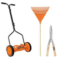 Podadora manual, mas Tijera de poda 50 cm y Escoba rastrillo Truper