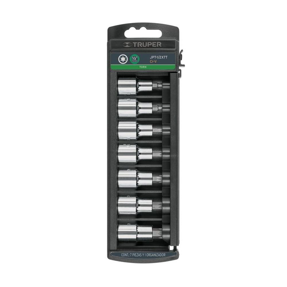 Juego de 7 dados cuadro 1/2" punta torx, Truper