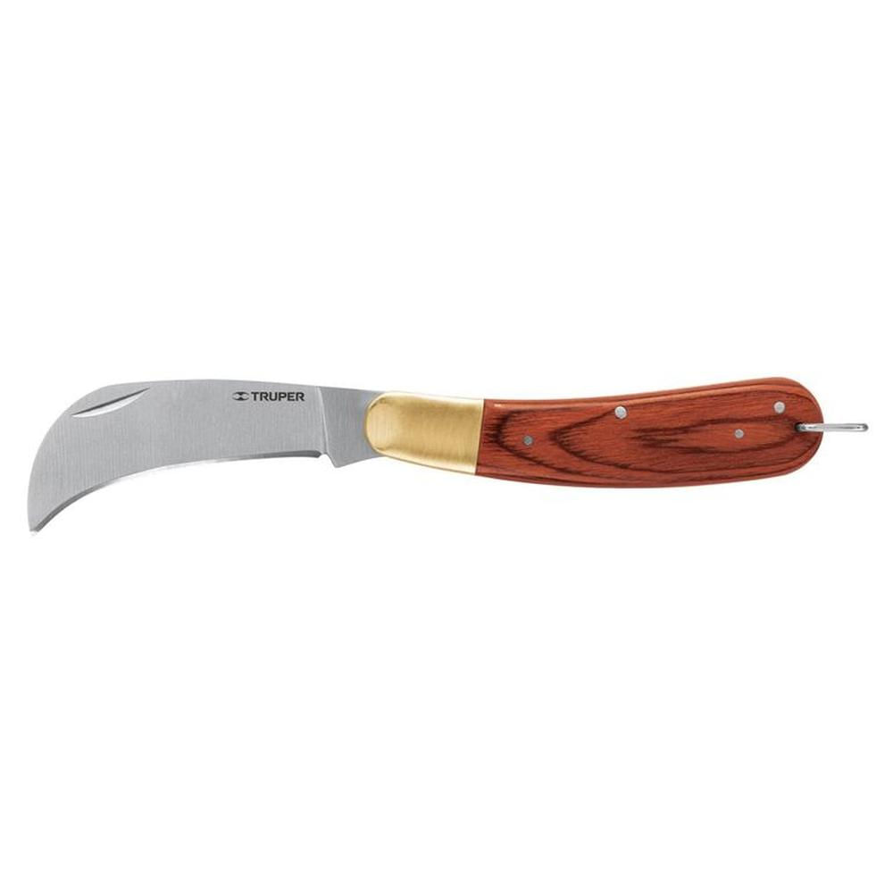 Cuchillo abatible para electricista mango madera uso general Truper