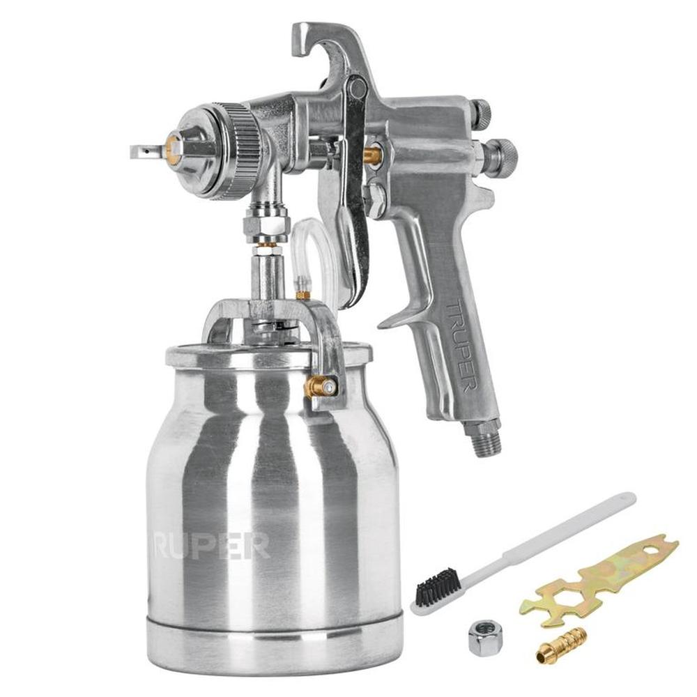 Pistola para pintar succión HVHP vaso alum 18mm profesional truper