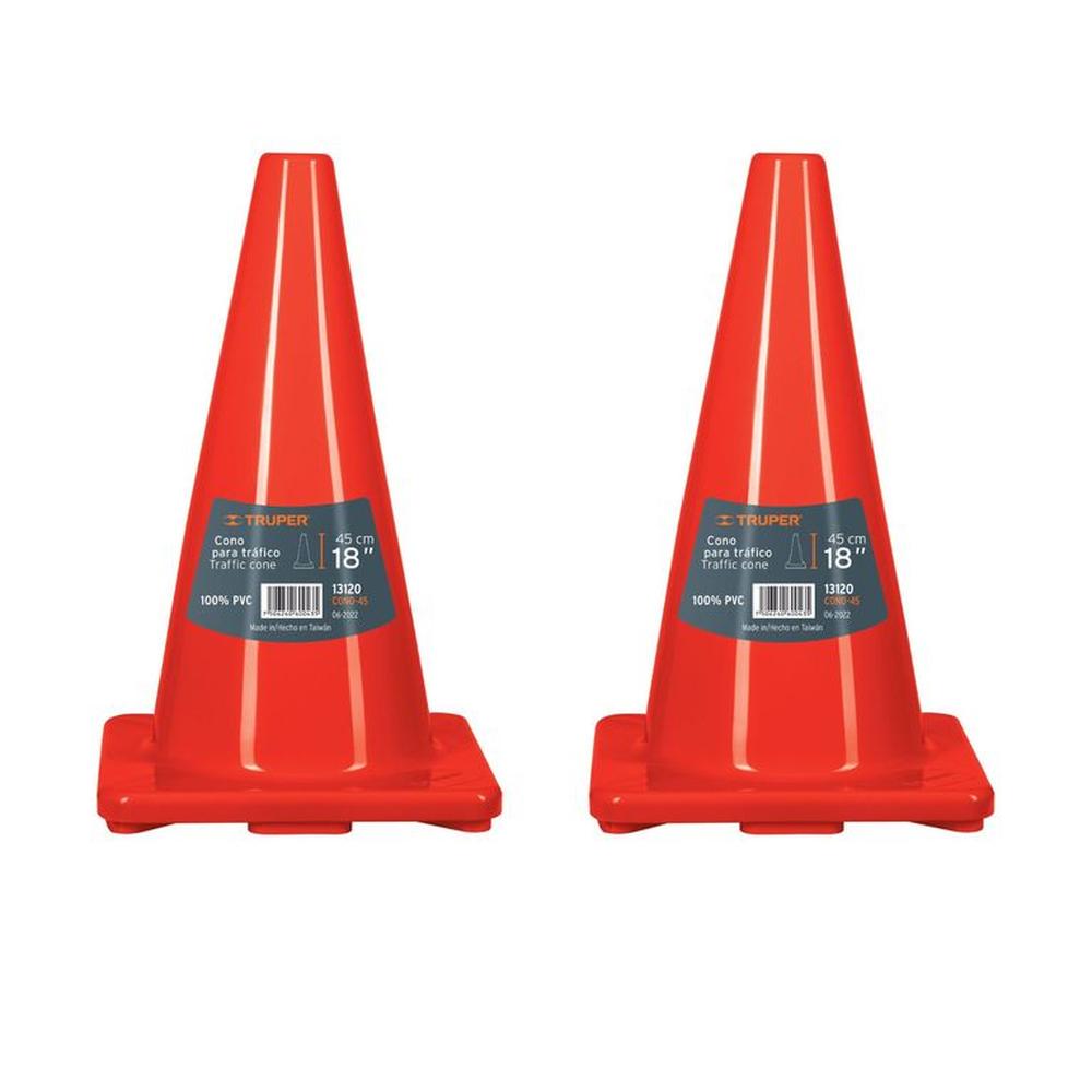 Cono de seguridad precaución de 45 cm, 2 unidades, Truper