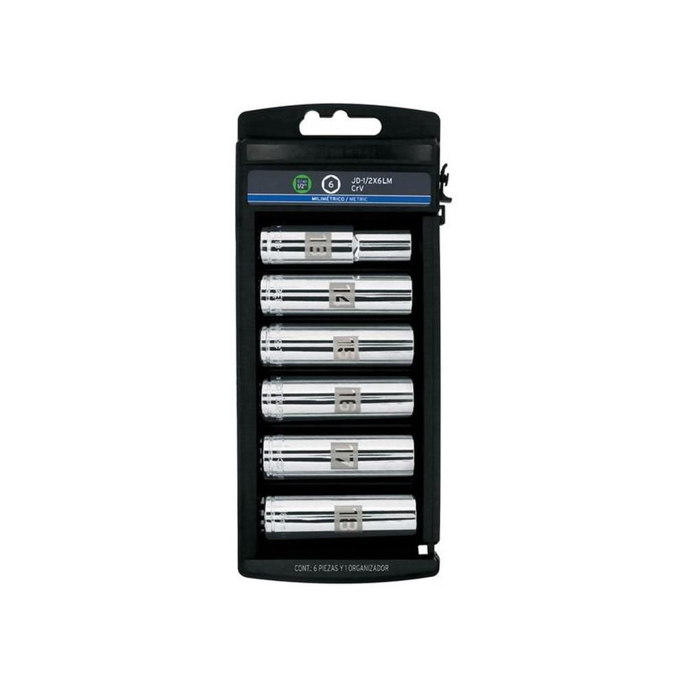 Juego 6 dados largos cuadro 1/2" mm, Truper