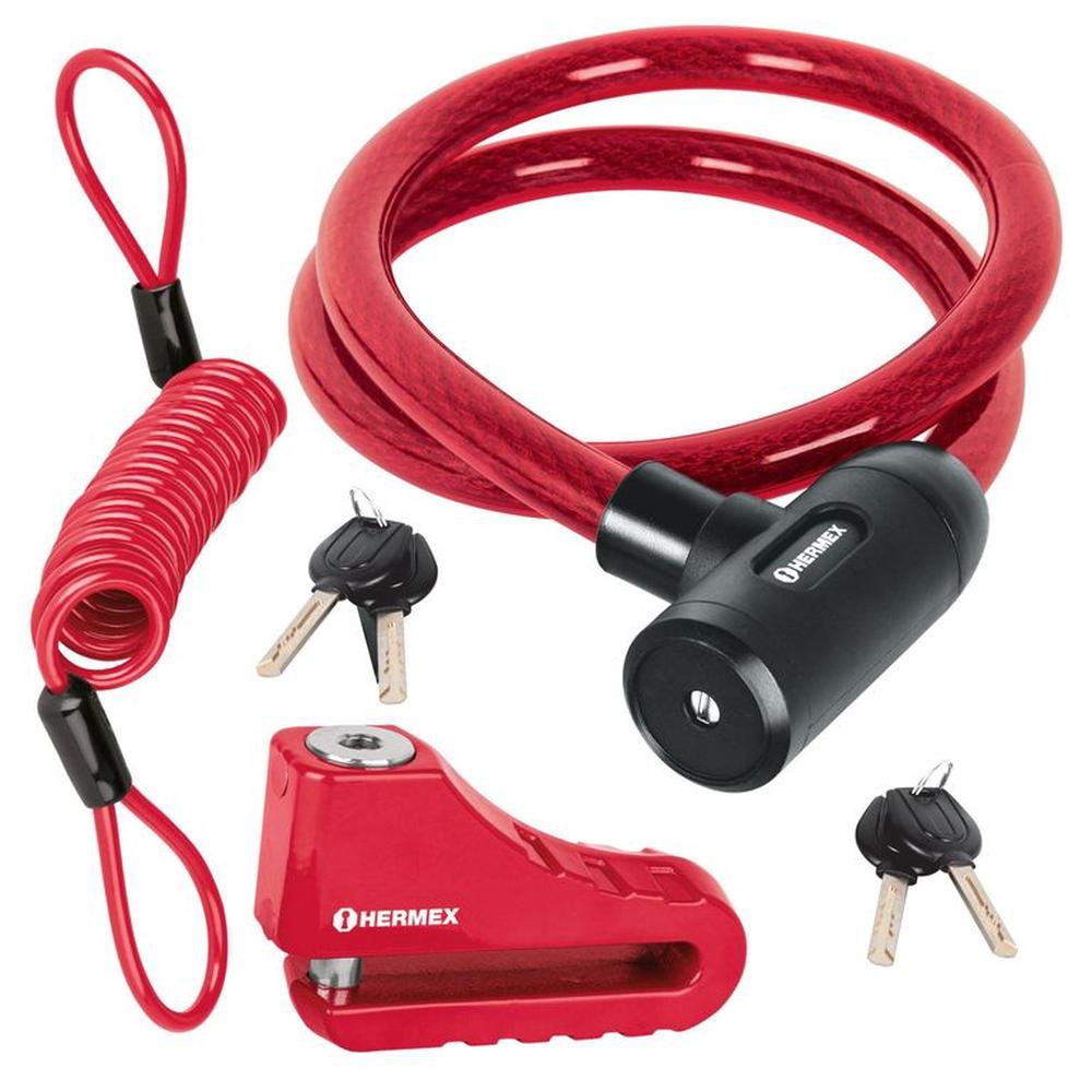 combo candado de disco para moto cadena de seguridad HERMEX