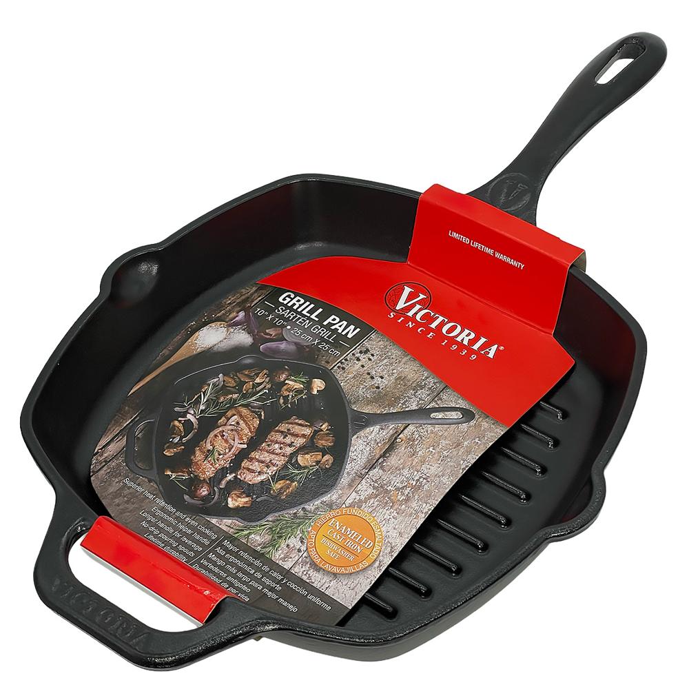 Sartén Hierro Fundido Grill 25 cm 10X10 Esmaltada Victoria