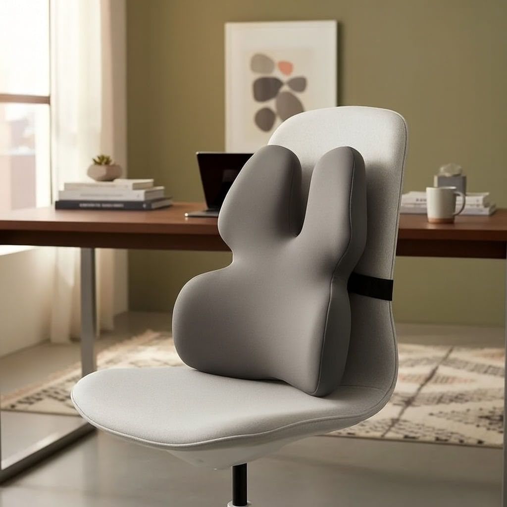 Cojin Lumbar Ortopedica con Espuma Viscoelastica Color Gris Para Asientos BC-066