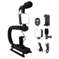 Kit Estabilizador para Celular Camara Microfono 35mm Control Luz Led