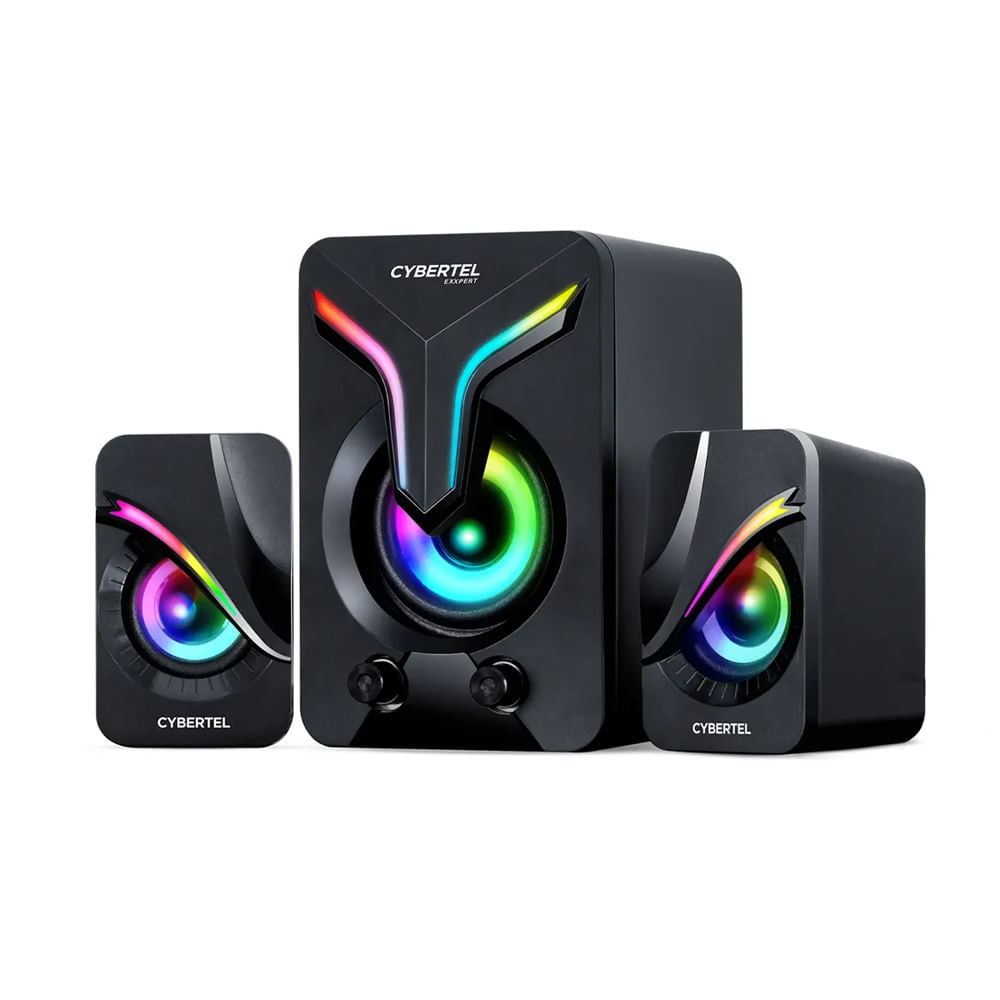 Parlante Cybertel Exxpert S500 RGB 2.1 Jack 3.5 mm Color Negro Sonido Potente y Atractivo