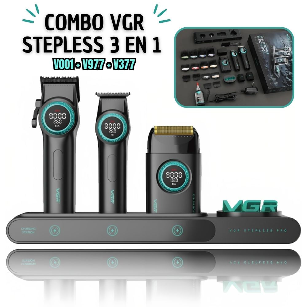 Combo Vgr 3 En 1 Clipper + Trimmer + Shaver – Stepless