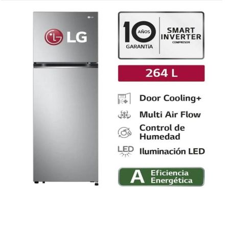 REFRIGERADORA LG TOP FREEZER GT26BPP 264L PLATEADA Plateado