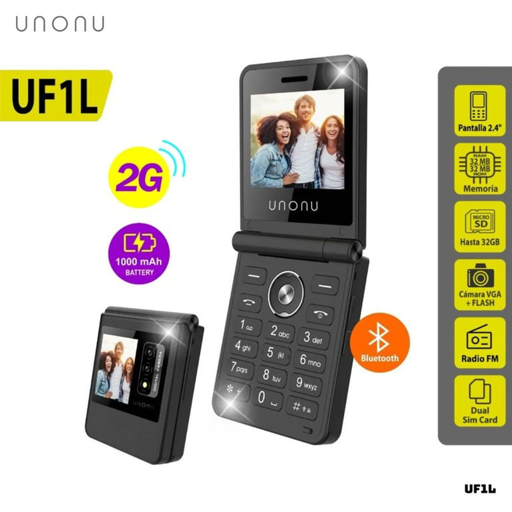 CELULAR BASICO UNONU UF1L 2G DUAL SIM - NEGRO Negro CELULAR BASICO UNONU UF1L 2G DUAL SIM - NEGRO Negro