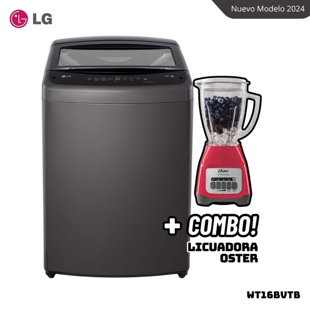 LAVADORA LG TURBODRUM 16 KG CARGA SUPERIOR NEGRO CLARO - WT16BVTB + LICUADORA OSTER BLSTKAGMPB