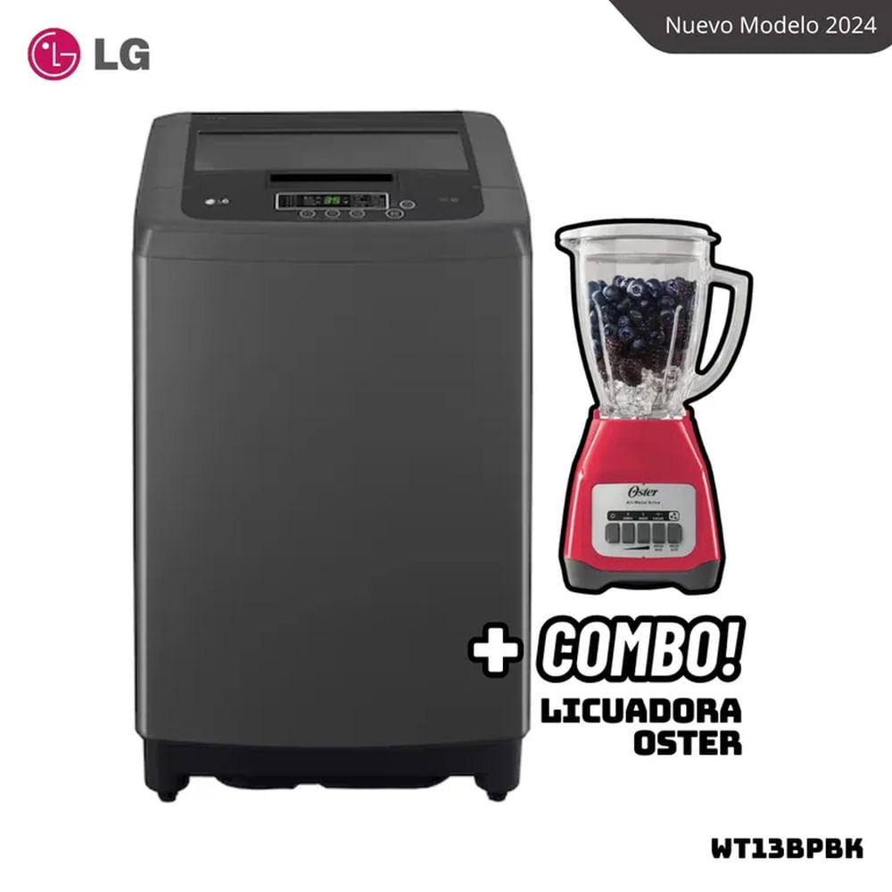 LAVADORA LG TURBODRUM 13 KG CARGA SUPERIOR NEGRO CLARO - WT13BPBK + LICUADORA OSTER BLSTKAGMPB