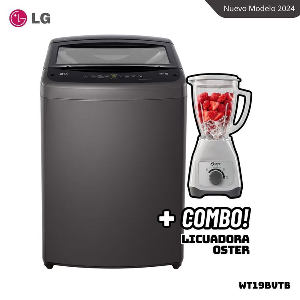 LAVADORA LG TURBODRUM 19 KG CARGA SUPERIOR NEGRO CLARO - WT19BVTB + LICUADORA OSTER BLSTKAGWRD