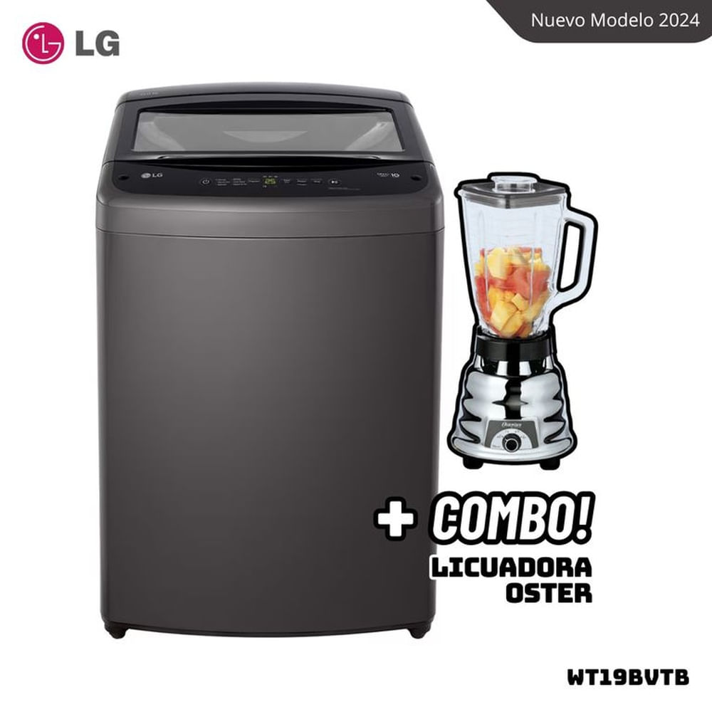 LAVADORA LG TURBODRUM 19 KG CARGA SUPERIOR NEGRO CLARO - WT19BVTB + LICUADORA OSTER 250-22