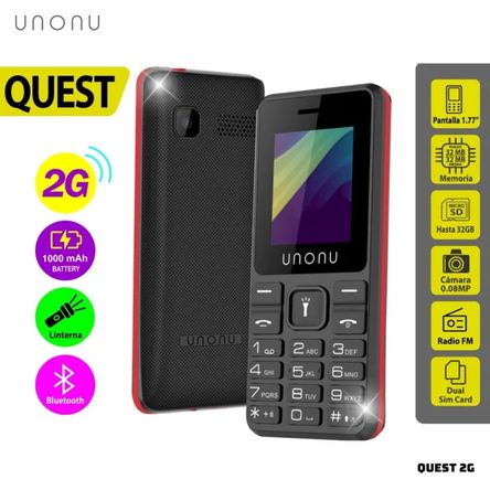 CELULAR BASICO UNONU QUEST 2G DUAL SIM - ROJO Rojo
