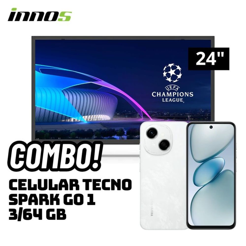 TELEVISOR INNOS 24 SMART TV ANDROID TV HD LED - S2401KU + CELULAR TECNO SPARK GO 1 3/64 GB BLANCO