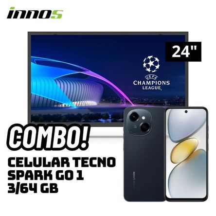 TELEVISOR INNOS 24 SMART TV ANDROID TV HD LED - S2401KU + CELULAR TECNO SPARK GO 1 3/64 GB NEGRO Negro TELEVISOR INNOS 24 SMART TV ANDROID TV HD LED - S2401KU + CELULAR TECNO SPARK GO 1 3/64 GB NEGRO Negro