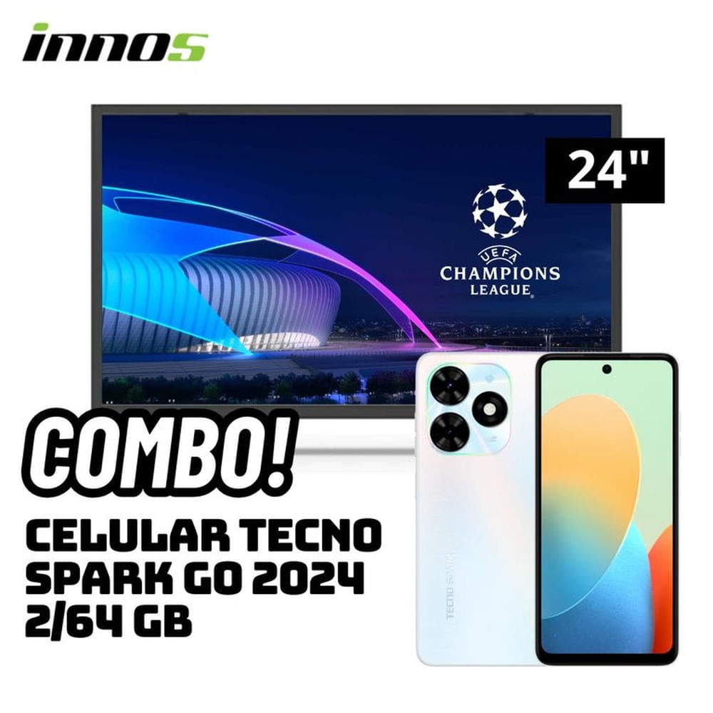 TELEVISOR INNOS 24 SMART TV ANDROID TV HD LED - S2401KU + CELULAR TECNO SPARK GO 2024 2/64 GB BLANCO Negro TELEVISOR INNOS 24 SMART TV ANDROID TV HD LED - S2401KU + CELULAR TECNO SPARK GO 2024 2/64 GB BLANCO Negro